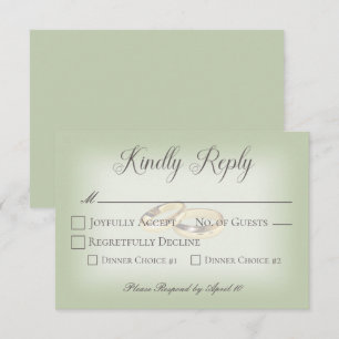 Gold Wedding Rings on Sage Wedding RSVP Card