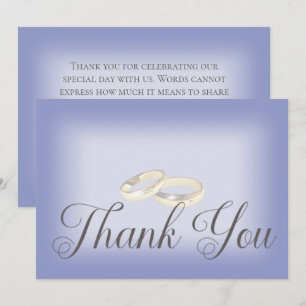 Gold Wedding Rings Periwinkle Wedding Thank You Card
