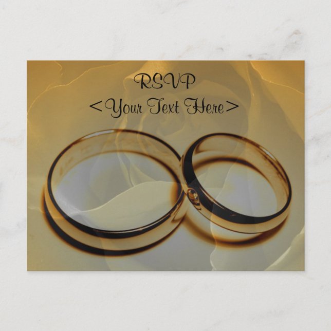 Gold Wedding Rings & Rose Postcard (Front)