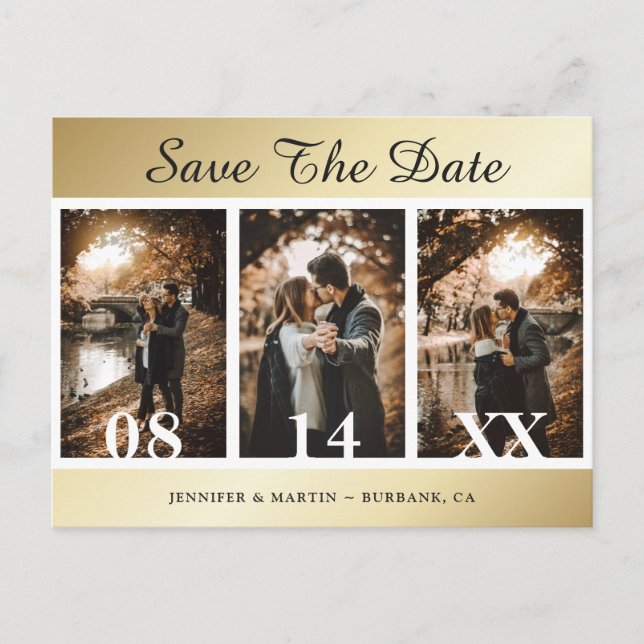 Gold Wedding Save The Date Postcards (Front)