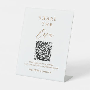 Gold Wedding Share The Love Photo Share QR Code Pedestal Sign