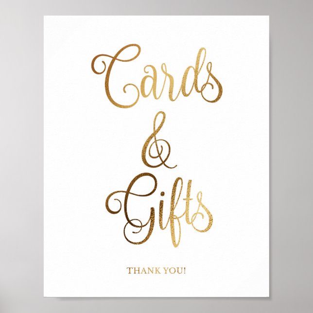 Gold wedding sign for cards and gifts | Gold (Front)