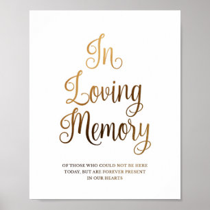 Gold wedding sign for in loving memory   Gold