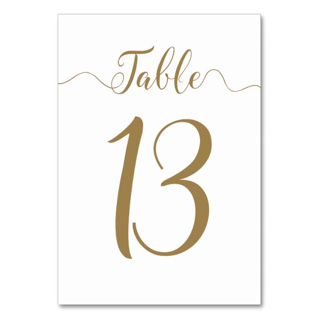 Gold Wedding Table Numbers 13 (Front)