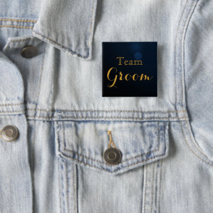 Gold Wedding Team Groom 2 Inch Square Button