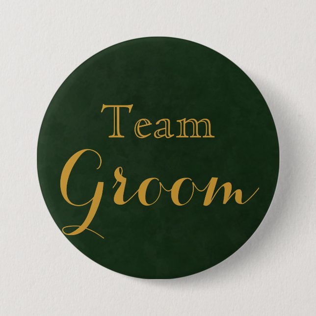 Gold Wedding Team Groom 3 Inch Round Button (Front)