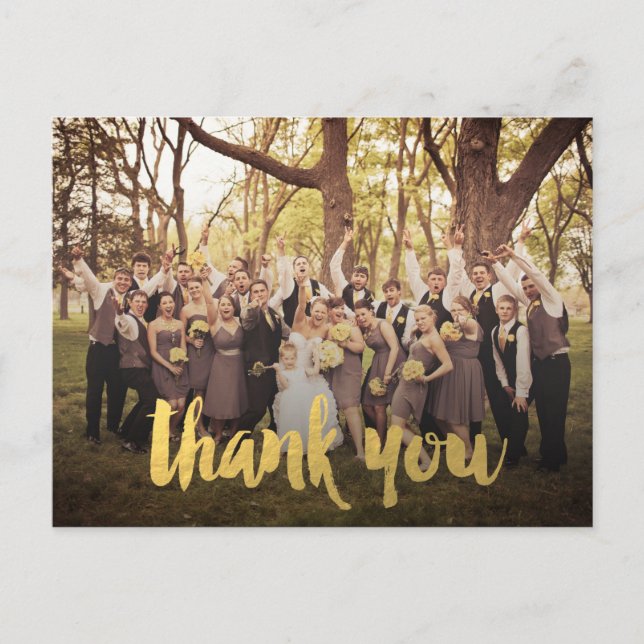 Gold Wedding Thank You Script Photo Postcard (Front)