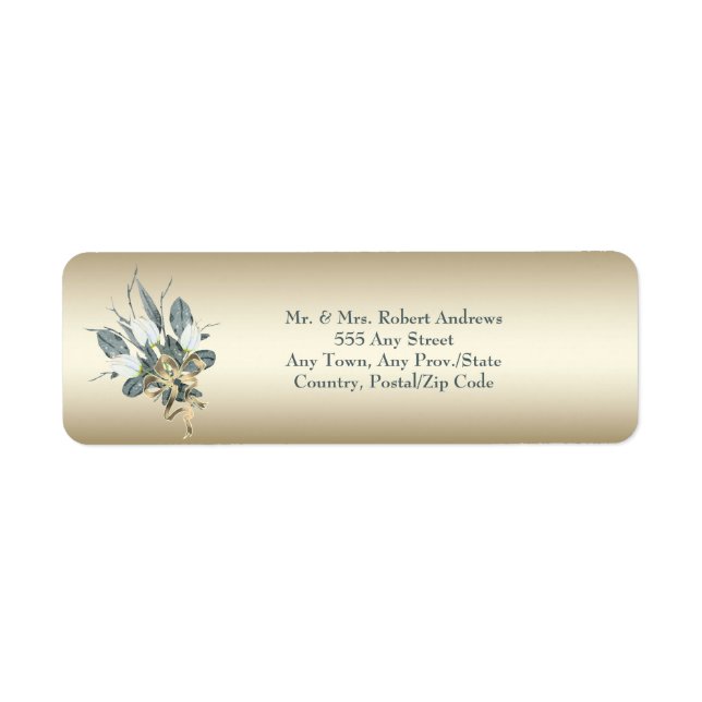 Gold Wedding Tulips Return Address (Front)