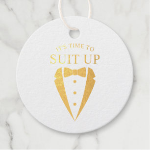 Gold Wedding Tuxedo Suit Groomsman Proposal Favour Tags