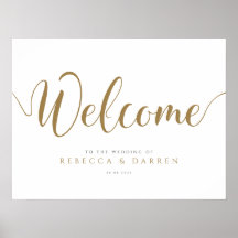 Gold Wedding Welcome Sign Personalized
