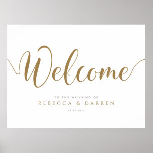 Gold Wedding Welcome Sign Personalized