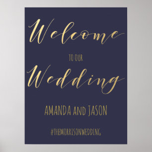 Gold Wedding welcome sign Typography elegant