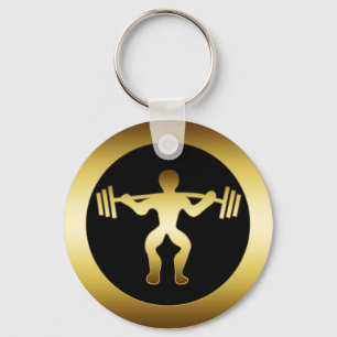 GOLD WEIGHTLIFTER KEYCHAIN