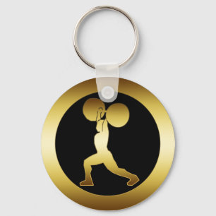 GOLD WEIGHTLIFTER KEYCHAIN