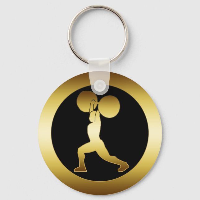 GOLD WEIGHTLIFTER KEYCHAIN (Front)