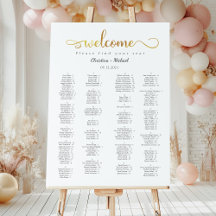 Gold Welcome Alphabetical Seating Charts