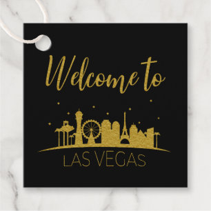 Gold Welcome To Las Vegas Gift Basket Wedding Favour Tags