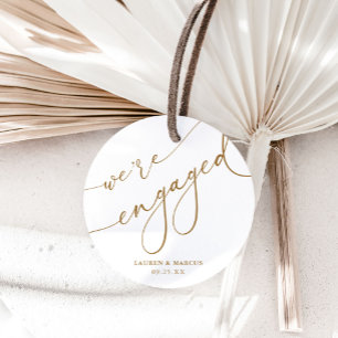 Gold We're Engaged Engagement Party Favour Tags