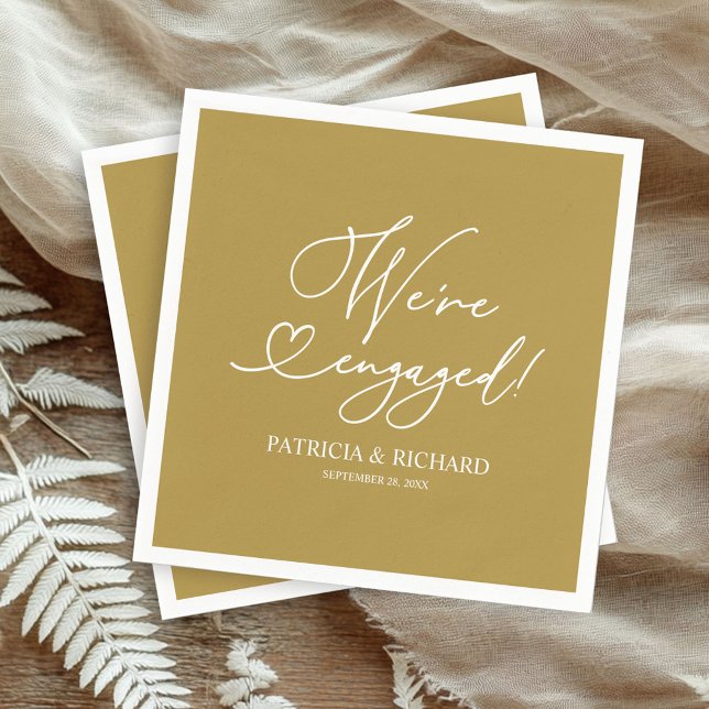 Gold We're Engaged Engagement Party Napkin (Creator Uploaded)