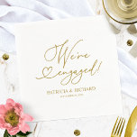 Gold We're Engaged Engagement Party Napkins<br><div class="desc">Cute calligraphy engagement party napkins. Easy to personalize with your details. Please get in touch with me via chat if you have questions about the artwork or need customization. PLEASE NOTE: For assistance on orders,  shipping,  product information,  etc.,  contact Zazzle Customer Care directly.</div>