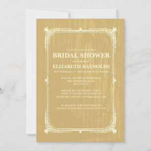 Gold Western Barn Wood Bridal Shower Invitations