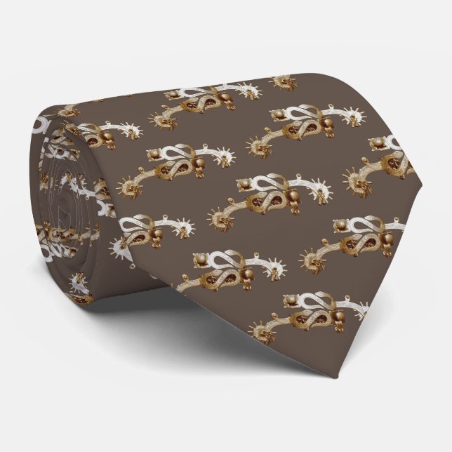 Gold Western Cowboy Spurs Tie (Rolled)