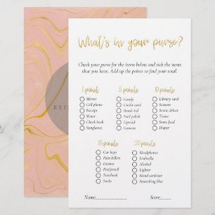 Gold What's In Your Purse Bridal Shower Game