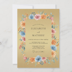 Gold Whimsical Boho Wedding Invitation