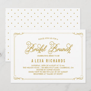 Gold Whimsical Borders Bridal Brunch Invitation
