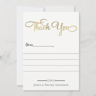 Gold Whimsical Script Full Photo Modern Thank You Card