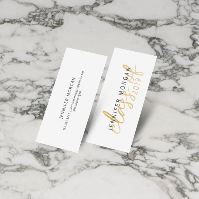 Gold Whimsical Script Graduation Name Card (Creator Uploaded)