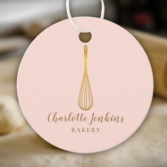 Gold Whisk Bakery Patisserie Blush Pink Gift Tag (Gold Whisk Bakery Patisserie Blush Pink Gift Tag)