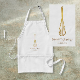 Gold Whisk Bakery Patisserie Marble Swirls Standard Apron