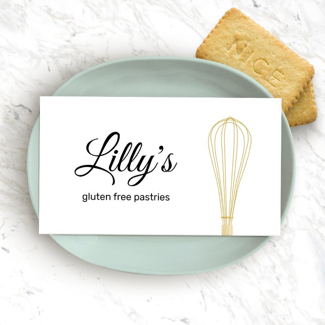  Gold Whisk Chef Bakery Caterer Business Card (Creator Uploaded)