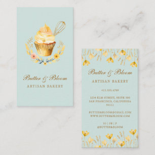 Gold Whisk & Cupcake, Baker Bakery Chef Caterer Business Card