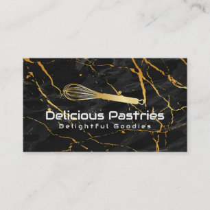Gold Whisk Logo   Black Marble Business Card