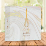 Gold Whisk Marble Swirls Recipe Binder<br><div class="desc">An elegant recipe binder featuring a chic gold whisk on a marble swirls background with your personalized name and title set in stylish gold typography. Designed by Thisisnotme©</div>