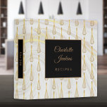 Gold Whisk Pattern Marble Swirls Recipe Binder<br><div class="desc">An elegant recipe binder featuring a chic gold whisk pattern on a marble swirls background with your personalized name and title set in stylish gold typography. Designed by Thisisnotme©</div>