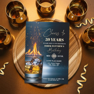 Gold Whiskey Theme Men 59th Birthday Party Invitation
