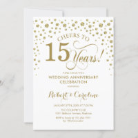 Gold White 15th Anniversary Celebration Invitation