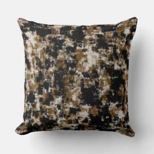 Gold White and Black abstract Throw Pillow