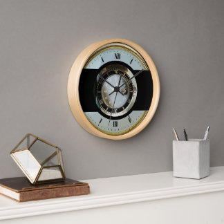 gold white and black modern clock