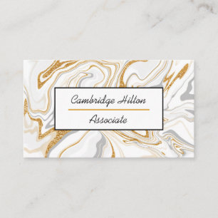 Gold, White and Grey Marble Swirls Business Card