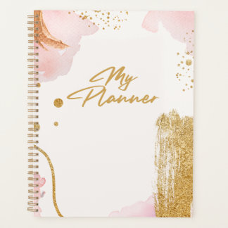 Gold White and Pink Journal Planner
