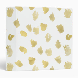Gold White Animal Print Abstract Binder