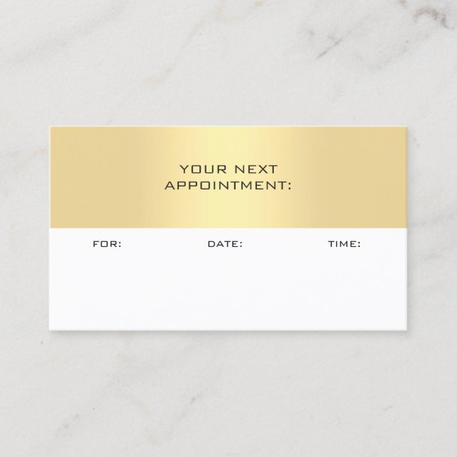 Gold White Appointment Reminder Template Elegant Card (Front)