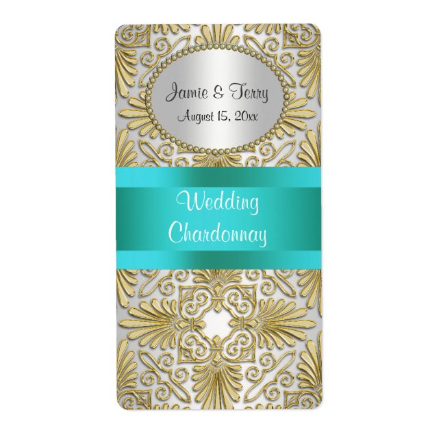 Gold White Art Deco Damask do-it-yourself Party Vi (Devant)