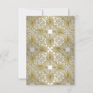 Gold White Art Deco Damask RSVP 2