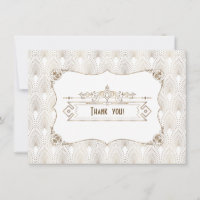 Gold White Art Deco Great Gatsby 1920s Thank You