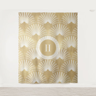 Gold & White Art-deco Pattern No.38 Tapestry